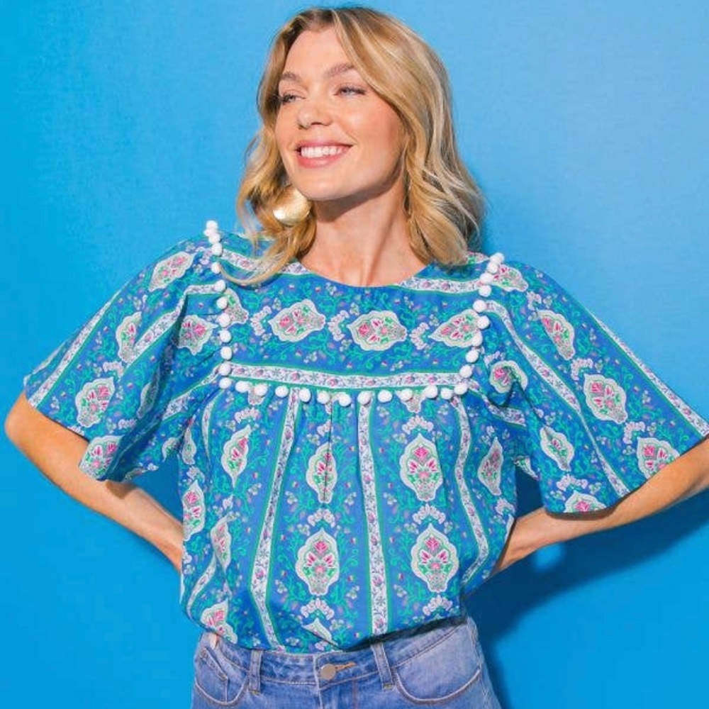 NWT Blue 100% Cotton Summer Top